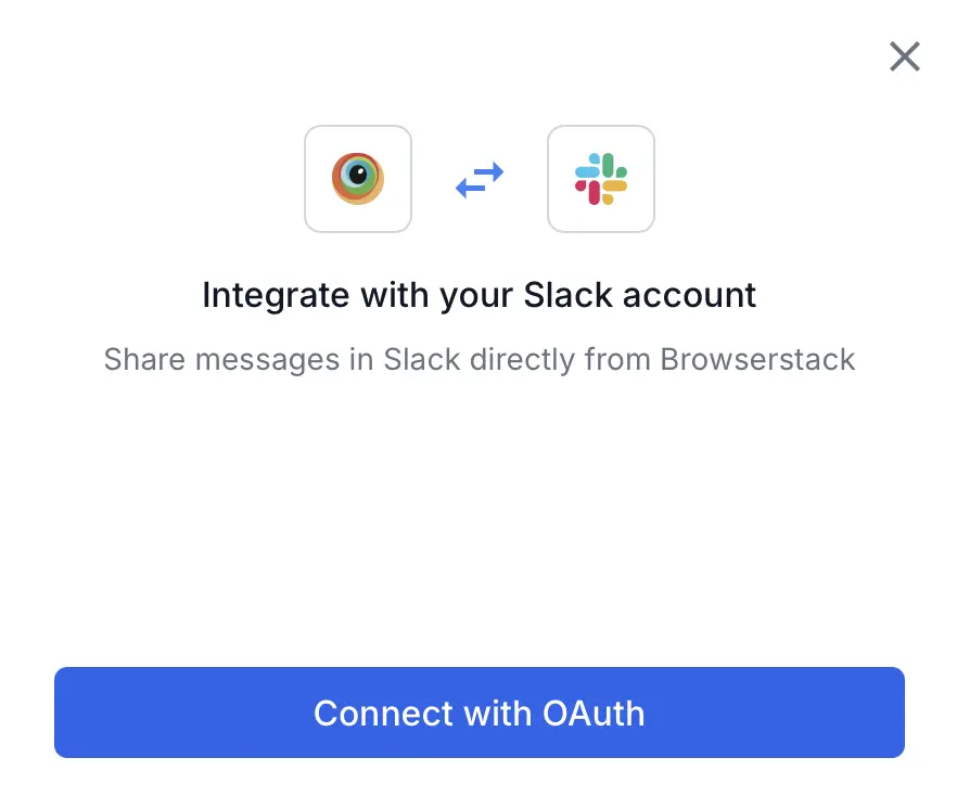 Click Connect with OAuth button to open the Slack authorization window
