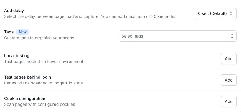 Add delay setting showing a slider to set the delay time between 0 and 60 seconds