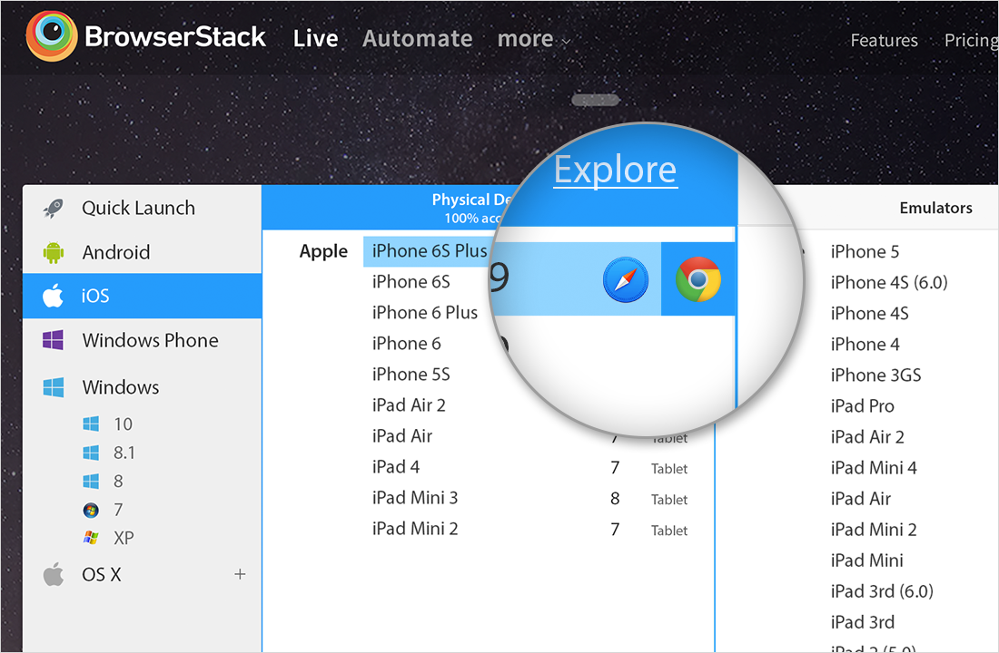 BrowserStack - Chrome on iOS