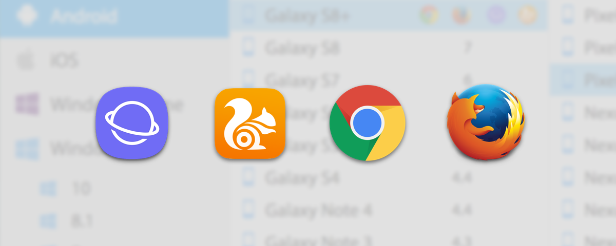 Samsung Browser, UC Browser, Chrome, and Firefox