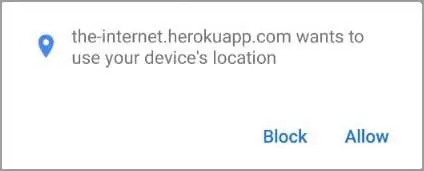 Mobile Device Location Access Popup