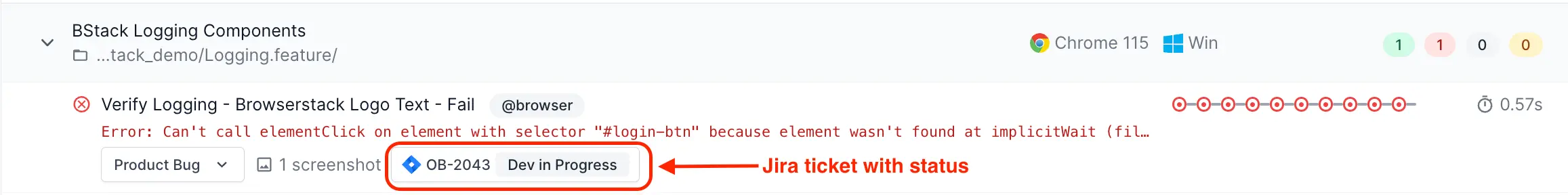 Create Jira tickets on Test Observability